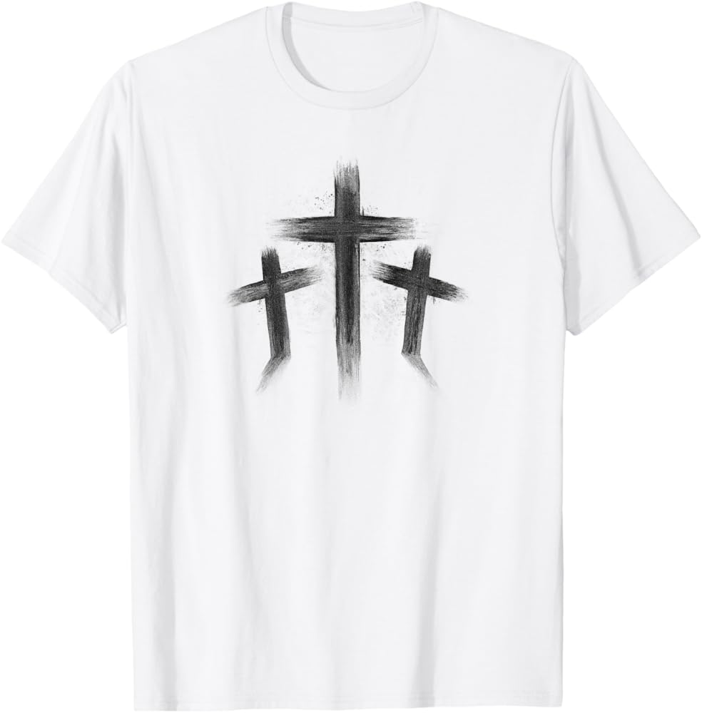 Amazon | クリスチャン 十字架 グランジ効果 黒十字架 Tシャツ | T